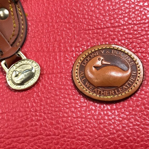 Dooney & Bourke Vintage AWL Red Pebbled Leather Satchel Handbag Zipper Closure - Picture 16 of 16